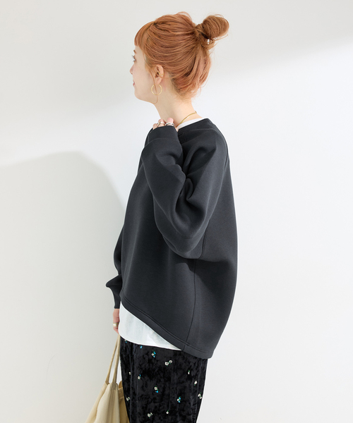 B.C STOCK（ベーセーストック）の「《追加10》手洗い可 / ダンボールコクーンプルオーバー（Tシャツ/カットソー・レディース・チャコールグレー/ネイビー/ホワイト/ブラウン・FREE）」の6枚目の写真