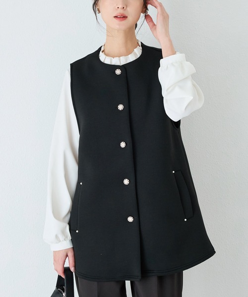 INCEDE(インシード)の「スポンジリバー パールボタンベスト(ベスト・レディース・ブラック・L/M/LL)」の1枚目の写真