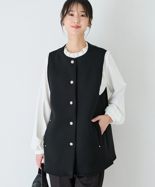 INCEDE(インシード)の「スポンジリバー パールボタンベスト(ベスト・レディース・ブラック・L/M/LL)」の3枚目の写真