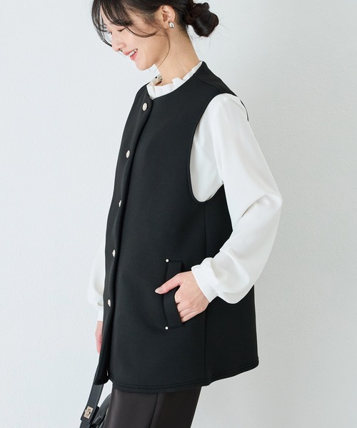 INCEDE(インシード)の「スポンジリバー パールボタンベスト(ベスト・レディース・ブラック・L/M/LL)」の5枚目の写真