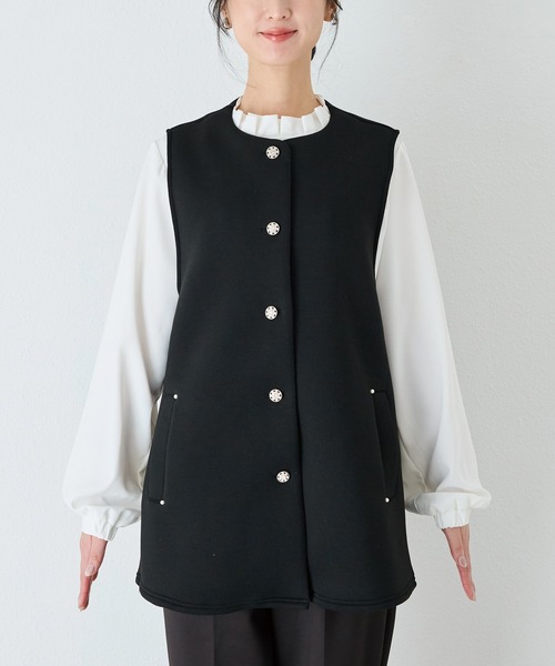INCEDE(インシード)の「スポンジリバー パールボタンベスト(ベスト・レディース・ブラック・L/M/LL)」の13枚目の写真