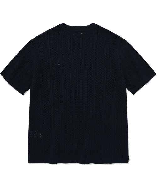 COVERNAT（カバーナット）の「ケーブルラウンドハーフニットネイビー（ニット/セーター・レディース・その他・XX-LARGE/LARGE/MEDIUM/SMALL/X-LARGE/X-SMALL）」の2枚目の写真