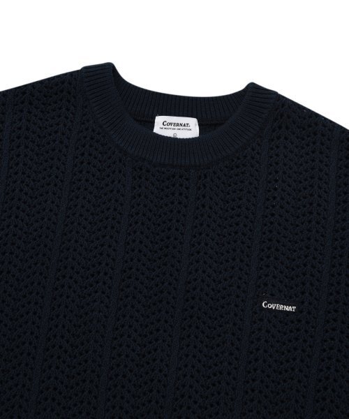 COVERNAT（カバーナット）の「ケーブルラウンドハーフニットネイビー（ニット/セーター・レディース・その他・XX-LARGE/LARGE/MEDIUM/SMALL/X-LARGE/X-SMALL）」の3枚目の写真