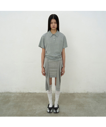 OPEN COLLAR TOP (MELANGE GREY)