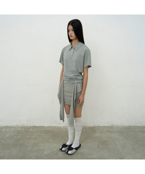 LCDC TM(エルシーディーシーティーエム)の「OPEN COLLAR TOP (MELANGE GREY)(Tシャツ/カットソー・レディース・ライトグレー・SMALL/MEDIUM)」の2枚目の写真