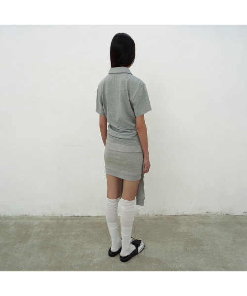 LCDC TM(エルシーディーシーティーエム)の「OPEN COLLAR TOP (MELANGE GREY)(Tシャツ/カットソー・レディース・ライトグレー・SMALL/MEDIUM)」の3枚目の写真
