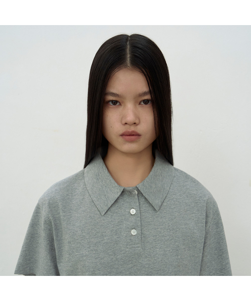 LCDC TM(エルシーディーシーティーエム)の「OPEN COLLAR TOP (MELANGE GREY)(Tシャツ/カットソー・レディース・ライトグレー・SMALL/MEDIUM)」の4枚目の写真