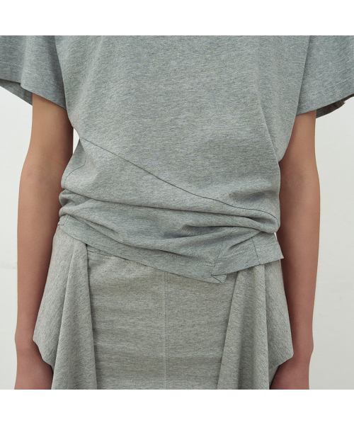 LCDC TM(エルシーディーシーティーエム)の「OPEN COLLAR TOP (MELANGE GREY)(Tシャツ/カットソー・レディース・ライトグレー・SMALL/MEDIUM)」の5枚目の写真