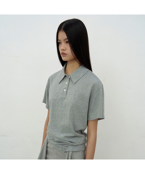LCDC TM(エルシーディーシーティーエム)の「OPEN COLLAR TOP (MELANGE GREY)(Tシャツ/カットソー・レディース・ライトグレー・SMALL/MEDIUM)」の6枚目の写真