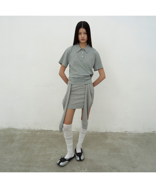 LCDC TM(エルシーディーシーティーエム)の「OPEN COLLAR TOP (MELANGE GREY)(Tシャツ/カットソー・レディース・ライトグレー・SMALL/MEDIUM)」の7枚目の写真