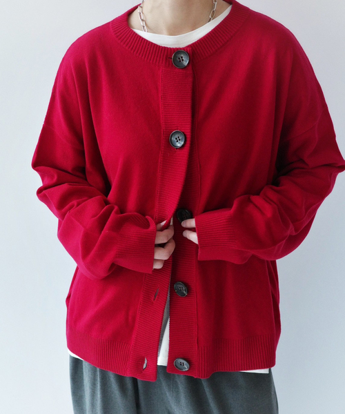 PATOU レッド 長袖カーディガン M PATOU レッド 長袖カーディガン M Patou ダブルカラーカーディガン