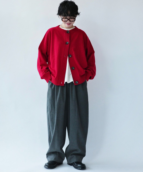 リブデザインカーディガン