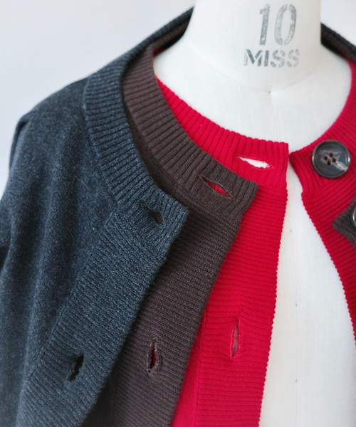 リブデザインカーディガン