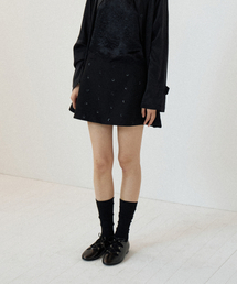 HOWUS（ホワス）の「BEADED MINI SKIRT (BLACK)（スカート）」