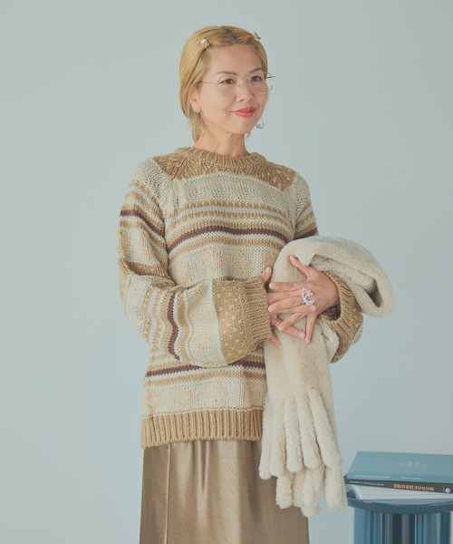 studio CLIP（スタディオクリップ）の「【CLIP BY STAFF/JUN企画】2ゲージレトロジャガードニット（ニット/セーター・レディース・その他1/その他2/その他3・FREE）」の2枚目の写真