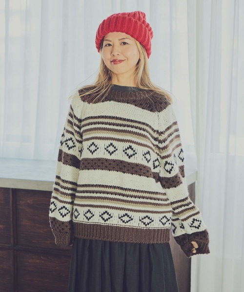 studio CLIP（スタディオクリップ）の「【CLIP BY STAFF/JUN企画】2ゲージレトロジャガードニット（ニット/セーター・レディース・その他1/その他2/その他3・FREE）」の3枚目の写真