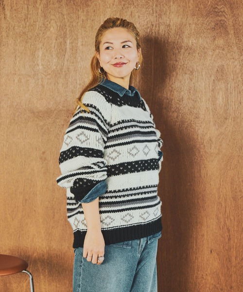 studio CLIP（スタディオクリップ）の「【CLIP BY STAFF/JUN企画】2ゲージレトロジャガードニット（ニット/セーター・レディース・その他1/その他2/その他3・FREE）」の5枚目の写真