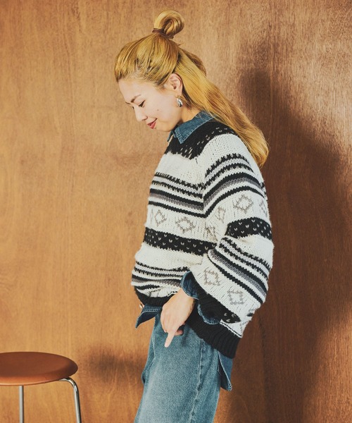 studio CLIP（スタディオクリップ）の「【CLIP BY STAFF/JUN企画】2ゲージレトロジャガードニット（ニット/セーター・レディース・その他1/その他2/その他3・FREE）」の7枚目の写真