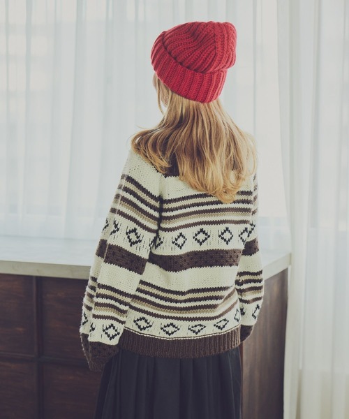 セール】【CLIP BY STAFF/JUN企画】2ゲージレトロジャガードニット