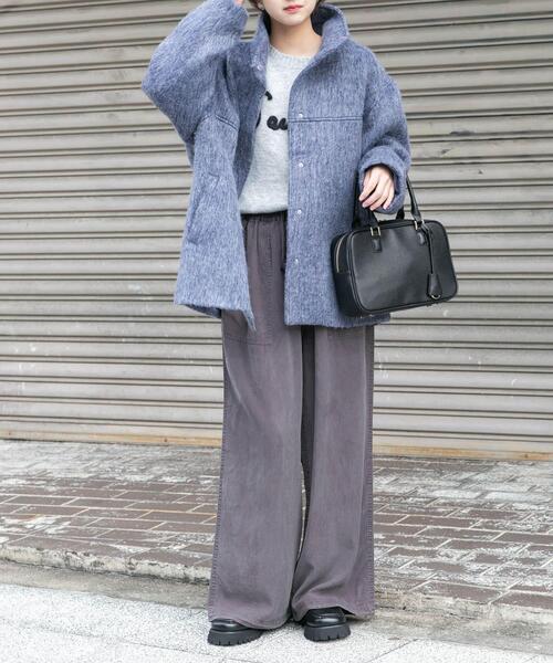 ITEMS URBANRESEARCH（アイテムズ アーバンリサーチ）の「スタンドカラーオーバージャケット（その他アウター・レディース・キャメル/グレー/ブルー・FREE）」の11枚目の写真