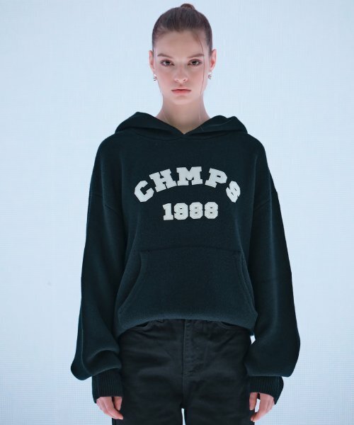BORN CHAMPS(ボーンチャンプス)の「CHMPS パッチニットフード B22FT12BK(パーカー・メンズ・その他・LARGE/MEDIUM/SMALL)」の1枚目の写真