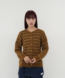 Uenui（ウニュイ）の「【 cunii 】レディース ボーダー ニット カーディガン パールボタン ふわふわ モヘア風 長袖 体型カバー ガーリー 韓国 秋冬（ニット/セーター）」