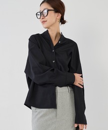 ウール混スタンドカラーシャツ