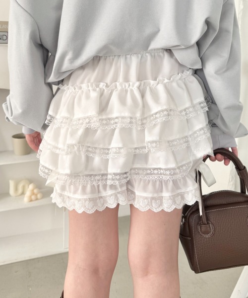 SOLLON.(ソルロン)の「レースフリフリかぼちゃパンツ(その他パンツ・レディース・ライトブルー/ホワイト・FREE)」の8枚目の写真