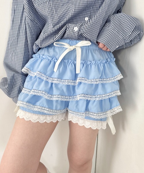 SOLLON.(ソルロン)の「レースフリフリかぼちゃパンツ(その他パンツ・レディース・ライトブルー/ホワイト・FREE)」の17枚目の写真