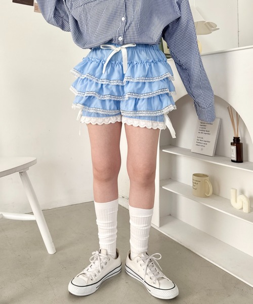 SOLLON.(ソルロン)の「レースフリフリかぼちゃパンツ(その他パンツ・レディース・ライトブルー/ホワイト・FREE)」の21枚目の写真