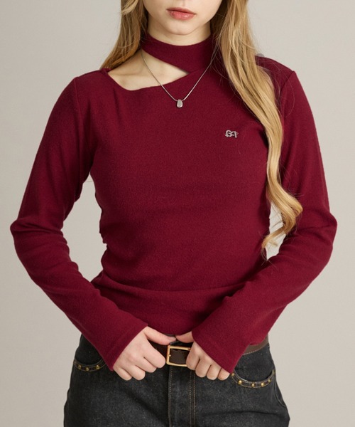 apres jour mignon(アプレジュールミニョン)の「カットデザイントップス(Tシャツ/カットソー・レディース・ボルドー/ブラック/グレー・フリー/LARGE)」の3枚目の写真