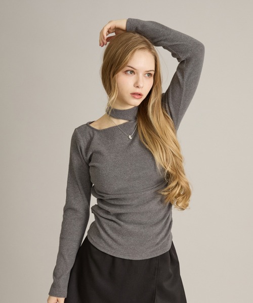 apres jour mignon(アプレジュールミニョン)の「カットデザイントップス(Tシャツ/カットソー・レディース・ボルドー/ブラック/グレー・フリー/LARGE)」の22枚目の写真