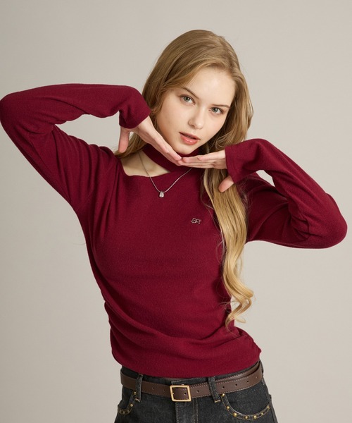 apres jour mignon(アプレジュールミニョン)の「カットデザイントップス(Tシャツ/カットソー・レディース・ボルドー/ブラック/グレー・フリー/LARGE)」の7枚目の写真