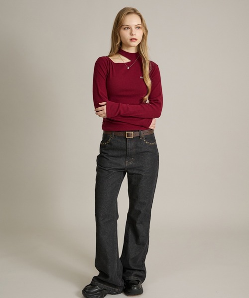 apres jour mignon(アプレジュールミニョン)の「カットデザイントップス(Tシャツ/カットソー・レディース・ボルドー/ブラック/グレー・フリー/LARGE)」の12枚目の写真