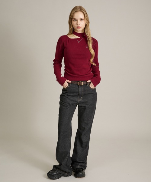 apres jour mignon(アプレジュールミニョン)の「カットデザイントップス(Tシャツ/カットソー・レディース・ボルドー/ブラック/グレー・フリー/LARGE)」の13枚目の写真