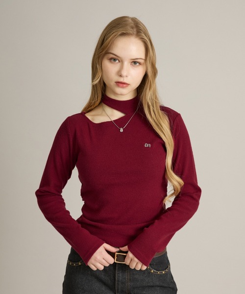 apres jour mignon(アプレジュールミニョン)の「カットデザイントップス(Tシャツ/カットソー・レディース・ボルドー/ブラック/グレー・フリー/LARGE)」の9枚目の写真