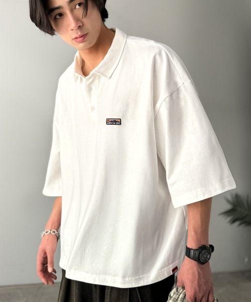 Java（ジャバ）の「《JaVaジャバコラボ》ヘビロテ確定。綿100％ヘビーウェイト素材スーパーワイドシルエット衿ポロシャツ（ポロシャツ・メンズ・ベージュ/ホワイト/ブラック・LARGE/SMALL/MEDIUM）」の4枚目の写真