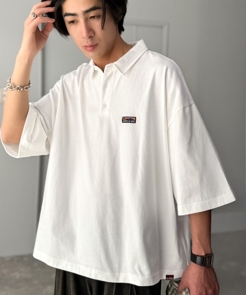 Java（ジャバ）の「《JaVaジャバコラボ》ヘビロテ確定。綿100％ヘビーウェイト素材スーパーワイドシルエット衿ポロシャツ（ポロシャツ・メンズ・ベージュ/ホワイト/ブラック・LARGE/SMALL/MEDIUM）」の5枚目の写真