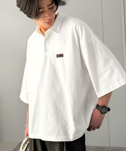 Java（ジャバ）の「《JaVaジャバコラボ》ヘビロテ確定。綿100％ヘビーウェイト素材スーパーワイドシルエット衿ポロシャツ（ポロシャツ・メンズ・ベージュ/ホワイト/ブラック・LARGE/SMALL/MEDIUM）」の8枚目の写真