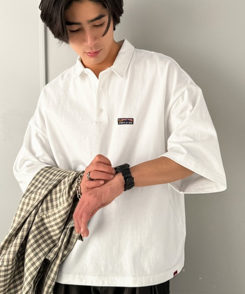 Java（ジャバ）の「《JaVaジャバコラボ》ヘビロテ確定。綿100％ヘビーウェイト素材スーパーワイドシルエット衿ポロシャツ（ポロシャツ・メンズ・ベージュ/ホワイト/ブラック・LARGE/SMALL/MEDIUM）」の7枚目の写真