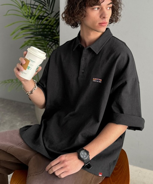 Java（ジャバ）の「《JaVaジャバコラボ》ヘビロテ確定。綿100％ヘビーウェイト素材スーパーワイドシルエット衿ポロシャツ（ポロシャツ・メンズ・ベージュ/ホワイト/ブラック・LARGE/SMALL/MEDIUM）」の15枚目の写真