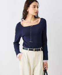 NOLLEY’S Sophi | 《手洗い可能》袖口レース取り外し可総針スクエアネックプルオーバー(ニット/セーター)