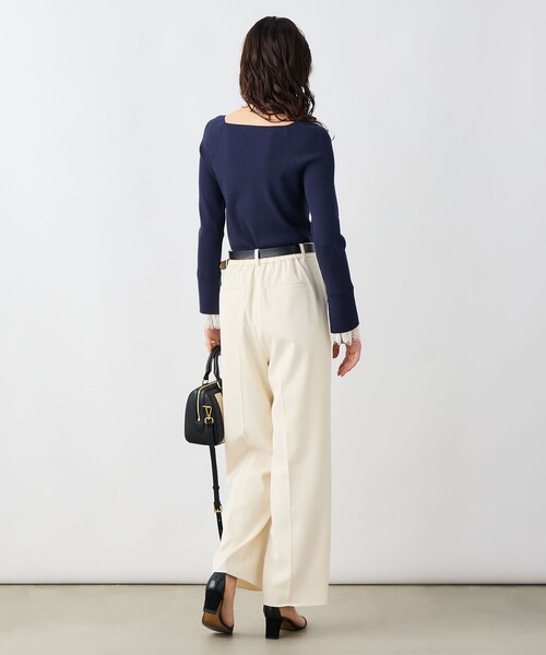 NOLLEY’S Sophi（ノーリーズソフィ）の「《手洗い可能》袖口レース取り外し可総針スクエアネックプルオーバー（ニット/セーター・レディース・ダークネイビー/ホワイト・38）」の13枚目の写真