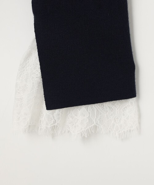 NOLLEY’S Sophi（ノーリーズソフィ）の「《手洗い可能》袖口レース取り外し可総針スクエアネックプルオーバー（ニット/セーター・レディース・ダークネイビー/ホワイト・38）」の19枚目の写真