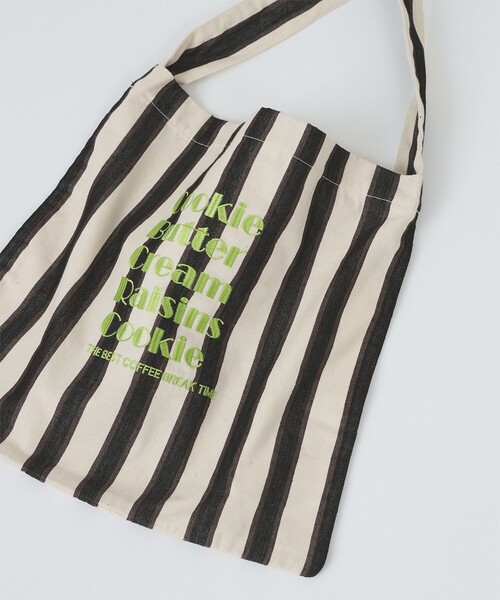 beej（ビージ）の「【別注】beej / 刺繍 ストライプ トート バッグ（トートバッグ・レディース・オレンジ/ブラック・ONE SIZE）」の2枚目の写真