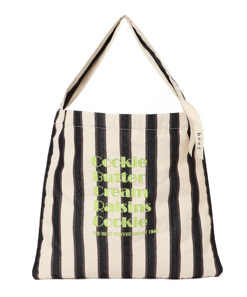 beej（ビージ）の「【別注】beej / 刺繍 ストライプ トート バッグ（トートバッグ・レディース・オレンジ/ブラック・ONE SIZE）」の22枚目の写真