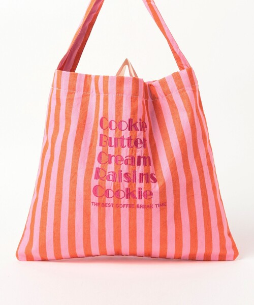 beej（ビージ）の「【別注】beej / 刺繍 ストライプ トート バッグ（トートバッグ・レディース・オレンジ/ブラック・ONE SIZE）」の4枚目の写真