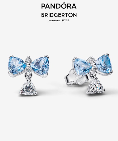 ブリジャートン家 ブルー リボン　スタッド ピアス