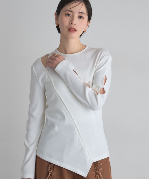 ARVELLIA（アルベリア）の「CUTTING TOPS（Tシャツ/カットソー・レディース・ブラック/ホワイト・M）」の8枚目の写真