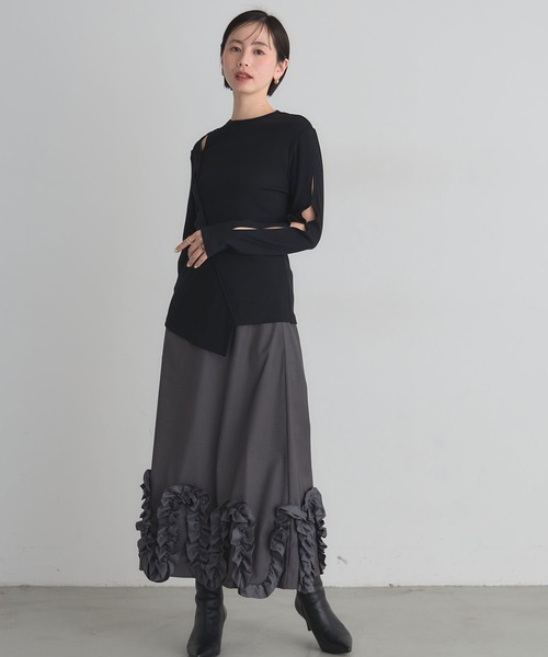 ARVELLIA（アルベリア）の「CUTTING TOPS（Tシャツ/カットソー・レディース・ブラック/ホワイト・M）」の14枚目の写真